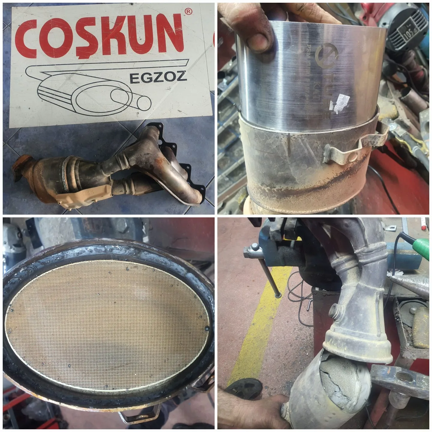 Coşkun Egzoz görseliyle birlikte parça gövdesi ve seramik iç yapı