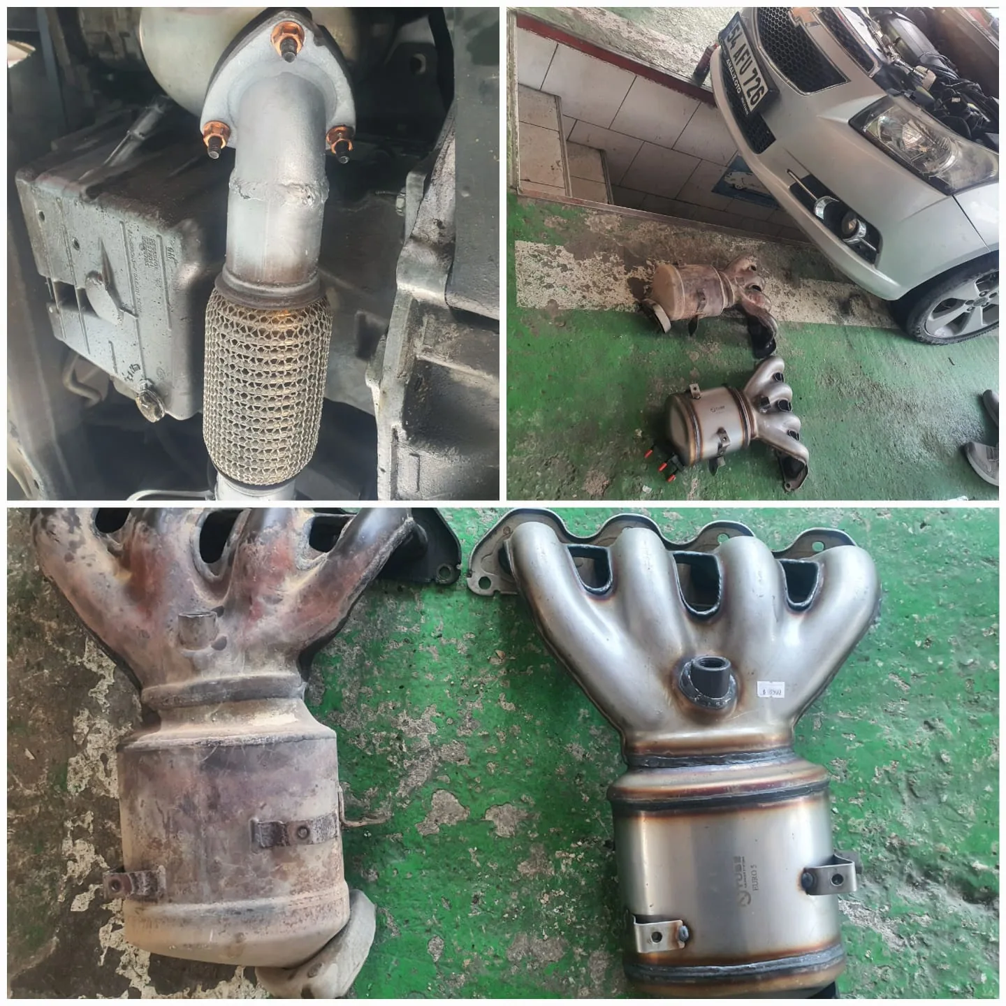 Esnek bağlantı, motor bölümü ve manifold bağlantılı egzoz parçaları